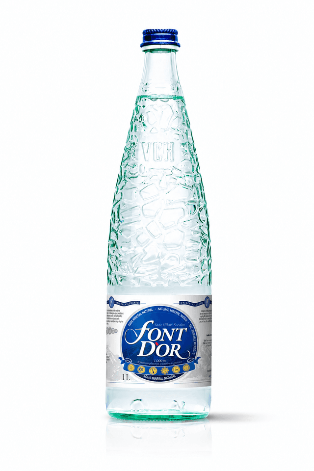 Font d'Or 1 liter — sklenená fľaša, jemná neperlivá minerálna voda